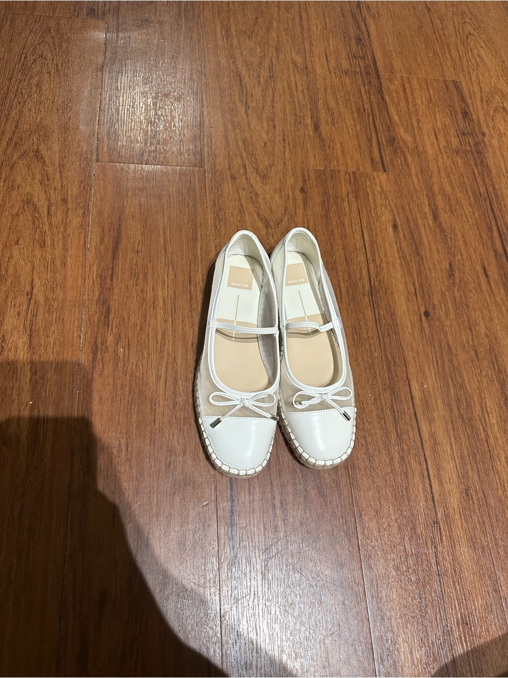 Dolce Vita Cream White Mary Jane Ballet Flats with Bow